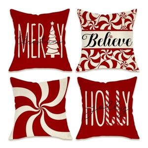 Amazon Festive Holiday Pillow Covers Set Red White Home Decor Holiday New